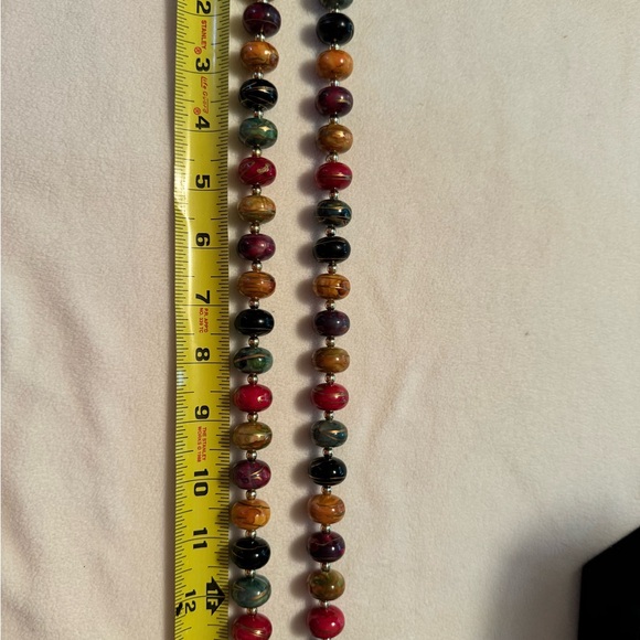 Vintage bead necklace SIGNED Painted wooden beads! Rare.HIGH END STYLE Mint con… - Picture 9 of 10